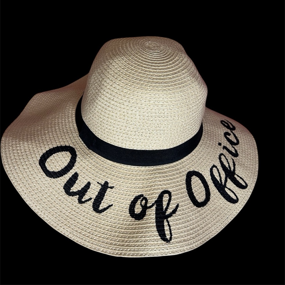 Cream and Black Wide-Brimmed Sun Hat, NWOT